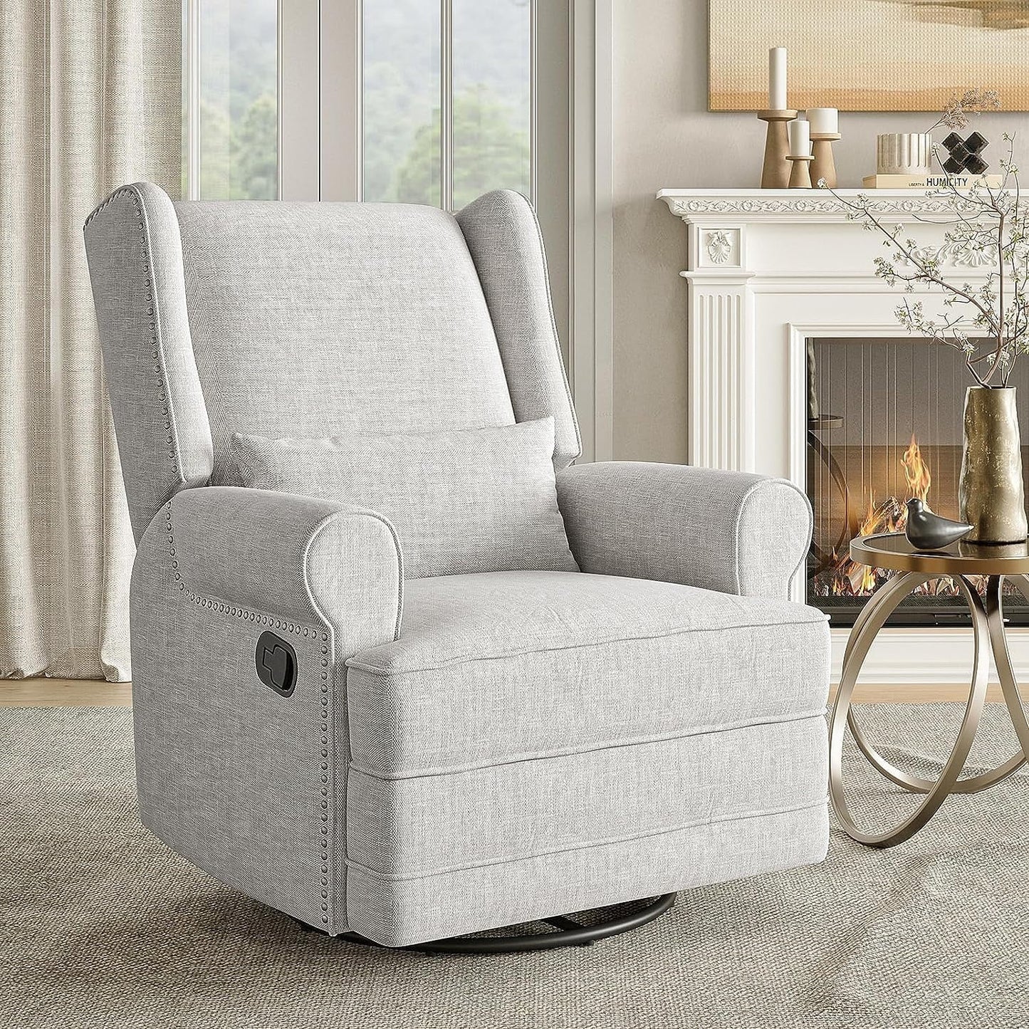 Swivel Accent Chair with Storage Ottoman, 360 Degree Swivel Barrel Chair with Footrest, Grey Velvet Upholstered Chair, Modern Swivel round Chair for Living Room, Bedroom, Office