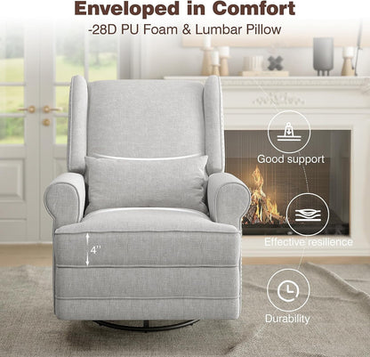 Swivel Accent Chair with Storage Ottoman, 360 Degree Swivel Barrel Chair with Footrest, Grey Velvet Upholstered Chair, Modern Swivel round Chair for Living Room, Bedroom, Office