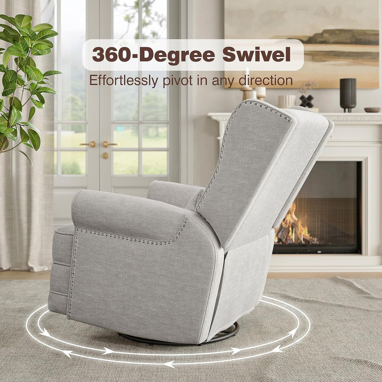 Swivel Accent Chair with Storage Ottoman, 360 Degree Swivel Barrel Chair with Footrest, Grey Velvet Upholstered Chair, Modern Swivel round Chair for Living Room, Bedroom, Office